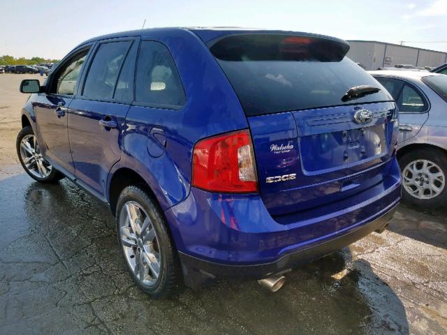 2FMDK3JC0DBA73228 - 2013 FORD EDGE SEL BLUE photo 3