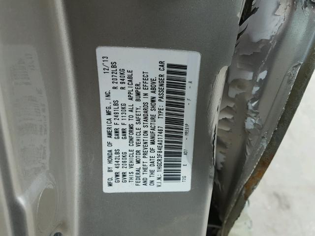 1HGCR3F84EA017467 - 2014 HONDA ACCORD EXL BEIGE photo 10