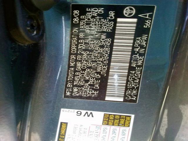 JTKDE167690287458 - 2009 TOYOTA SCION TC ნაცრისფერი ფოტო 10