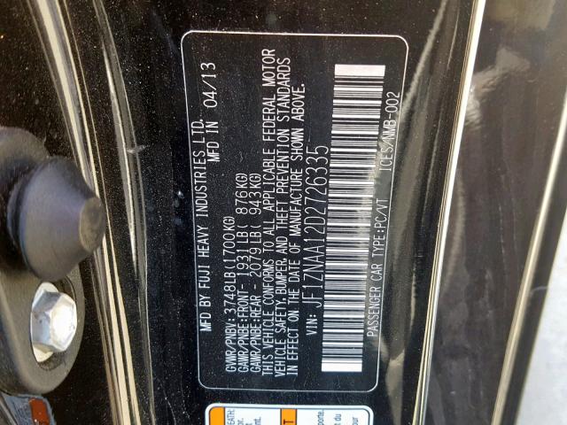 JF1ZNAA12D2726335 - 2013 TOYOTA SCION FR-S BLACK photo 10