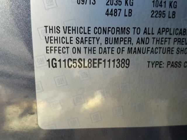 1G11C5SL8EF111389 - 2014 CHEVROLET MALIBU 1LT BLUE photo 10