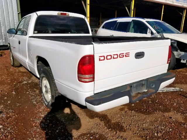 1B7GL23X7VS250731 - 1997 DODGE DAKOTA WHITE photo 3