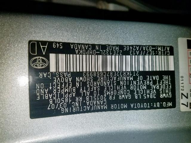 2T1KR32E87C668993 - 2007 TOYOTA MATRIX 银色 照片 10