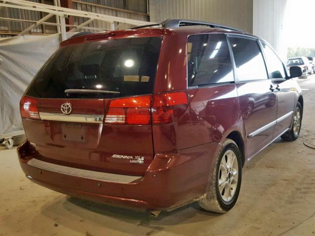 5TDZA22C54S206490 - 2004 TOYOTA SIENNA XLE MAROON photo 4