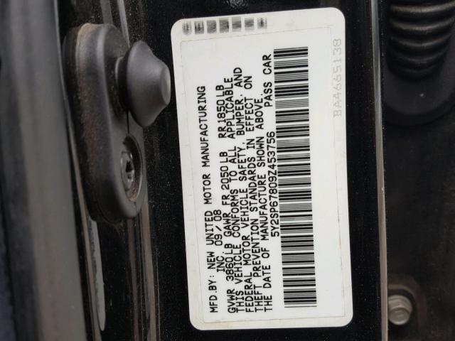 5Y2SP67809Z453756 - 2009 PONTIAC VIBE BLACK photo 10