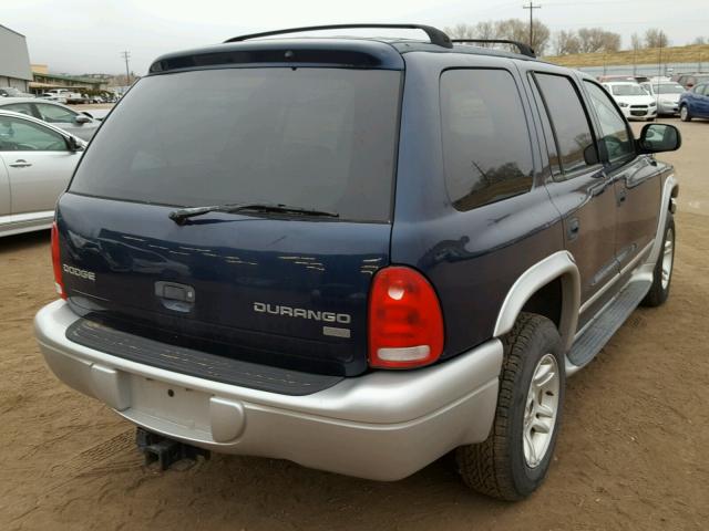 1D4HS58Z03F508292 - 2003 DODGE DURANGO SL BLUE photo 4