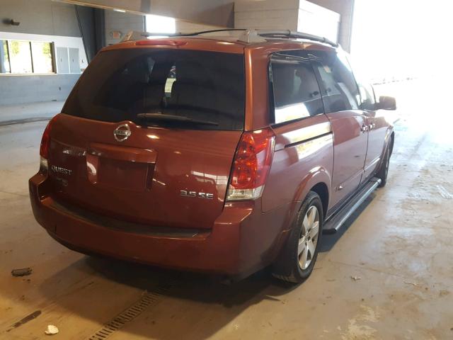 5N1BV28U54N319461 - 2004 NISSAN QUEST S RED photo 4