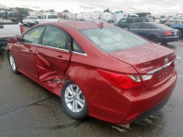 5NPEB4AC5EH945309 - 2014 HYUNDAI SONATA GLS RED photo 3