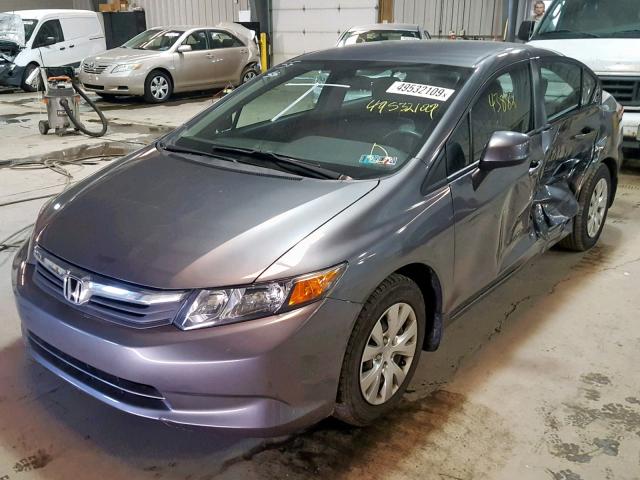 19XFB2F57CE076460 - 2012 HONDA CIVIC LX GRAY photo 2