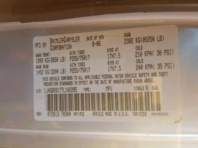 1J4GB59177L102285 - 2007 JEEP WRANGLER S მწვანე ფოტო 10