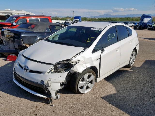 JTDKN3DU8D5639275 - 2013 TOYOTA PRIUS WHITE photo 2