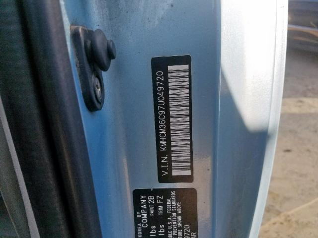 KMHCM36C97U049720 - 2007 HYUNDAI ACCENT GS BLUE photo 10