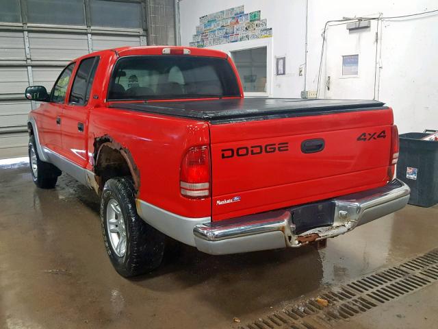 1B7GG2AN11S187531 - 2001 DODGE DAKOTA QUA RED photo 3