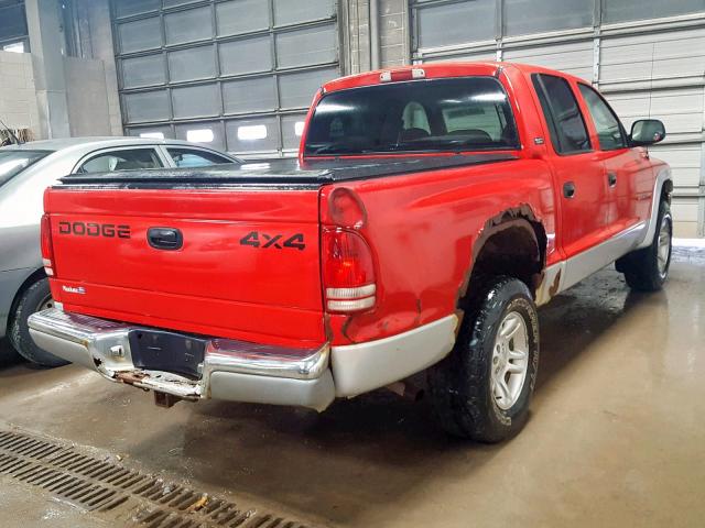 1B7GG2AN11S187531 - 2001 DODGE DAKOTA QUA RED photo 4