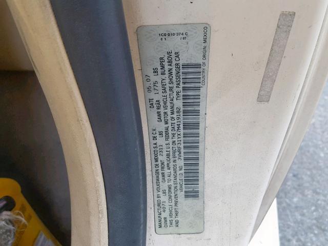 3VWRF31YX7M419182 - 2007 VOLKSWAGEN NEW BEETLE 米色 照片 10