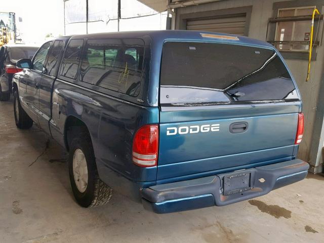 1B7GL22X0WS551828 - 1998 DODGE DAKOTA GREEN photo 3