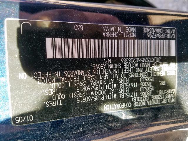 JTLKT324550208386 - 2005 TOYOTA SCION XB შავი ფოტო 10