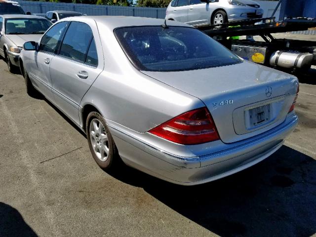 WDBNG70J92A230926 - 2002 MERCEDES-BENZ S 430 SILVER photo 3
