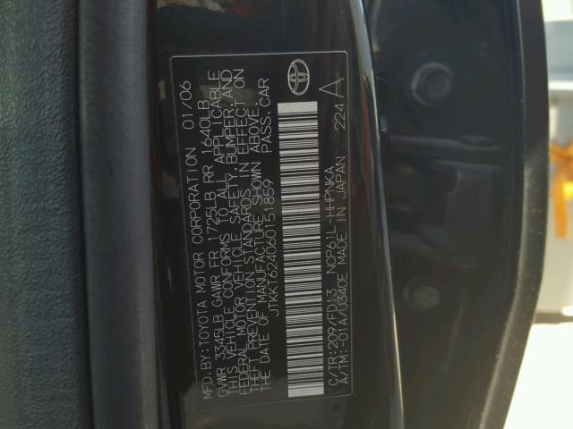 JTKKT624060151859 - 2006 TOYOTA SCION XA შავი ფოტო 10