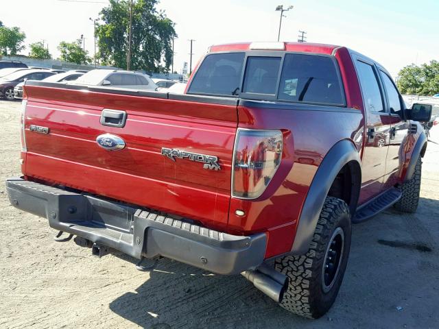 1FTFW1R69EFB10104 - 2014 FORD F150 SVT R BURGUNDY photo 4