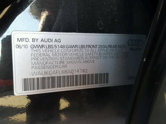 WAUKGAFL6BAQ14782 - 2011 AUDI S4 PRESTIG BLACK photo 10