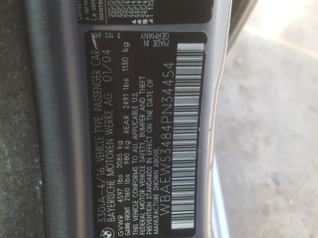 WBAEW53484PN34454 - 2004 BMW 330 XI GRAY photo 10