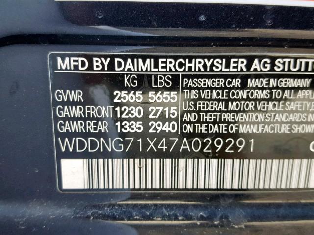 WDDNG71X47A029291 - 2007 MERCEDES-BENZ S 550 BLUE photo 10