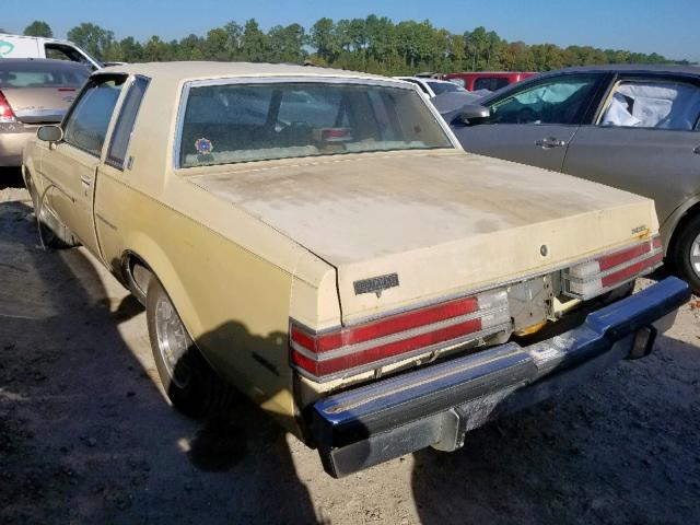 1G4GJ47Y6GP433334 - 1986 BUICK REGAL YELLOW photo 3