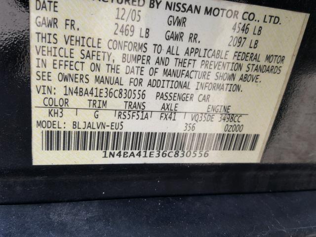 1N4BA41E36C830556 - 2006 NISSAN MAXIMA SE BLACK photo 10