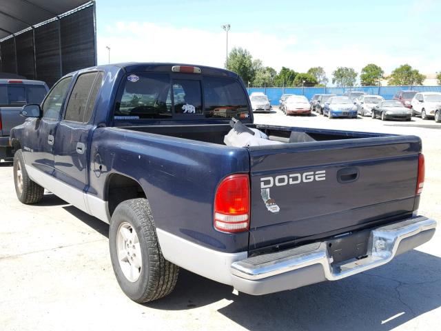 1B7HL2AN91S305678 - 2001 DODGE DAKOTA QUA BLUE photo 3