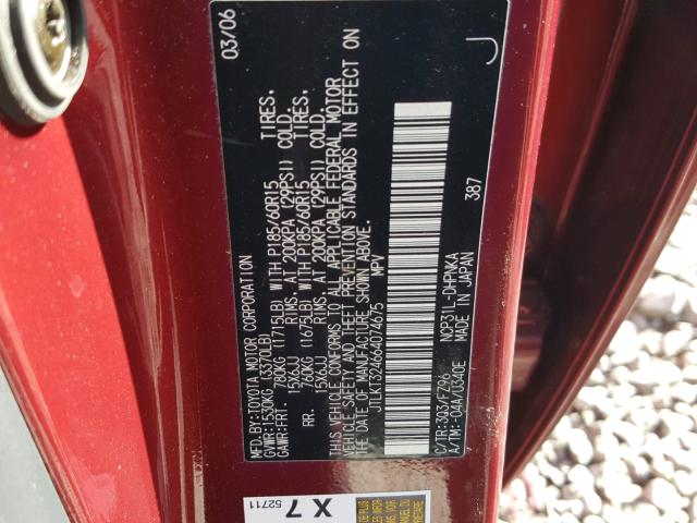 JTLKT324664074675 - 2006 TOYOTA SCION XB Қызыл фото 10