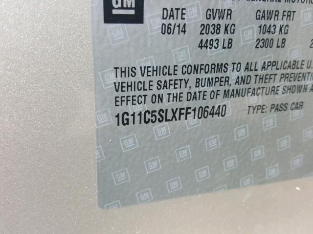 1G11C5SLXFF106440 - 2015 CHEVROLET MALIBU 1LT GOLD photo 10