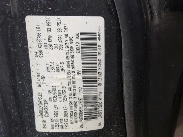 2A8GM78X57R176287 - 2007 CHRYSLER PACIFICA L BLACK photo 10