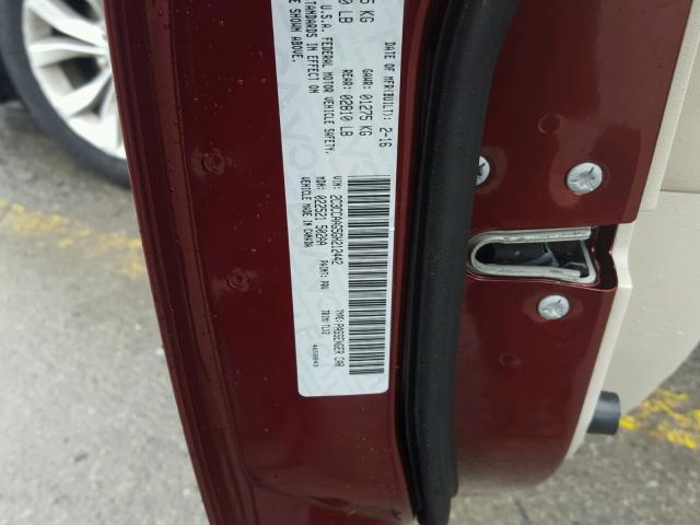 2C3CCAAG5GH212442 - 2016 CHRYSLER 300 LIMITE BURGUNDY photo 10