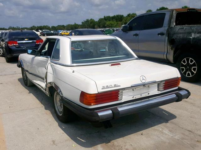 WDBBA45D3FA034332 - 1985 MERCEDES-BENZ 380 SL WHITE photo 3