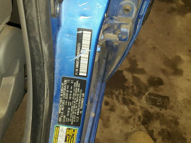 KNADE243496493255 - 2009 KIA RIO 5 SX BLUE photo 10