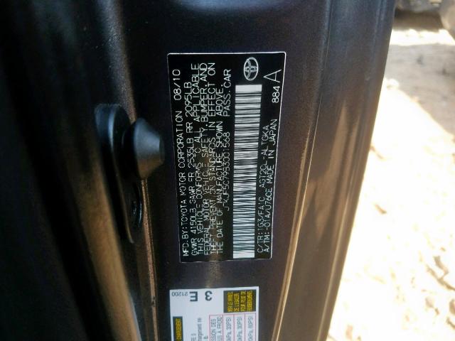 JTKJF5C79B3001568 - 2011 TOYOTA SCION TC ნაცრისფერი ფოტო 10