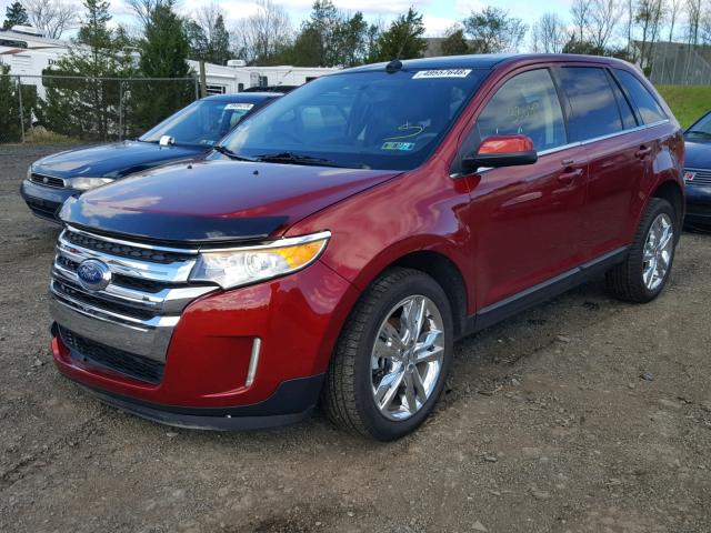 2FMDK4KC0EBB09957 - 2014 FORD EDGE LIMIT RED photo 2