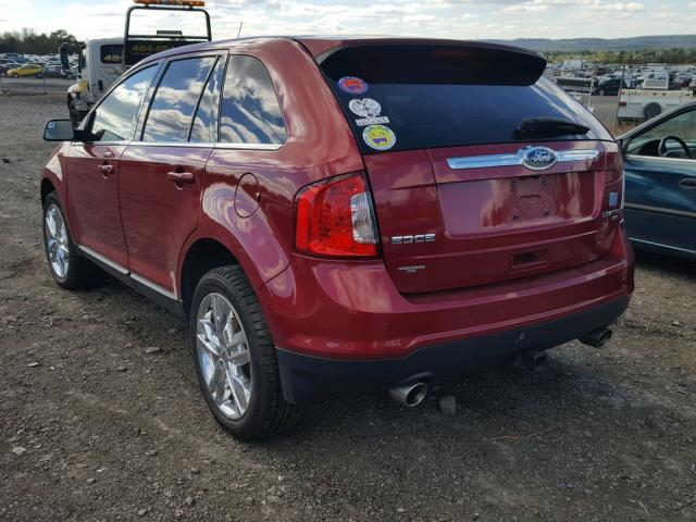 2FMDK4KC0EBB09957 - 2014 FORD EDGE LIMIT RED photo 3