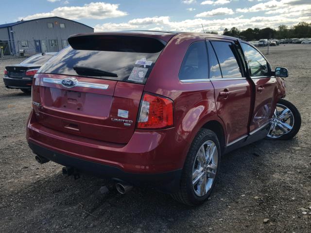 2FMDK4KC0EBB09957 - 2014 FORD EDGE LIMIT RED photo 4