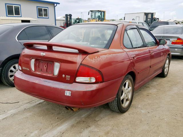 3N1BB51DXYL104921 - 2000 NISSAN SENTRA SE RED photo 4