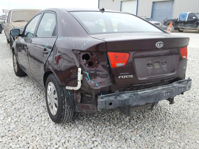 KNAFU4A22A5225818 - 2010 KIA FORTE EX MAROON photo 3