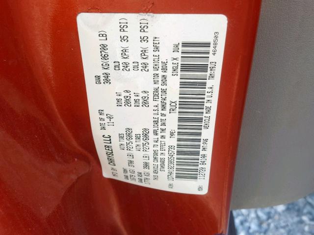 1D7HA18238S545739 - 2008 DODGE RAM 1500 S ORANGE photo 10