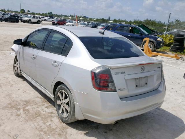 3N1AB6AP0CL662426 - 2012 NISSAN SENTRA 2.0 SILVER photo 3