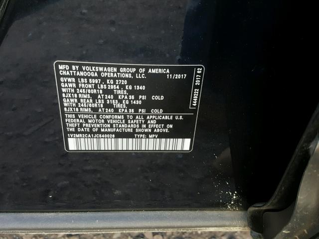 1V2MR2CA1JC540026 - 2018 VOLKSWAGEN ATLAS SEL Qara foto 10
