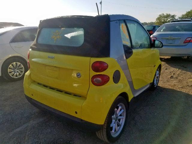 WMEEK31X88K095955 - 2008 SMART FORTWO PAS YELLOW photo 4