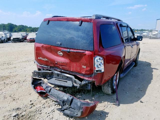 5N1BA08D98N601348 - 2008 NISSAN ARMADA SE RED photo 4