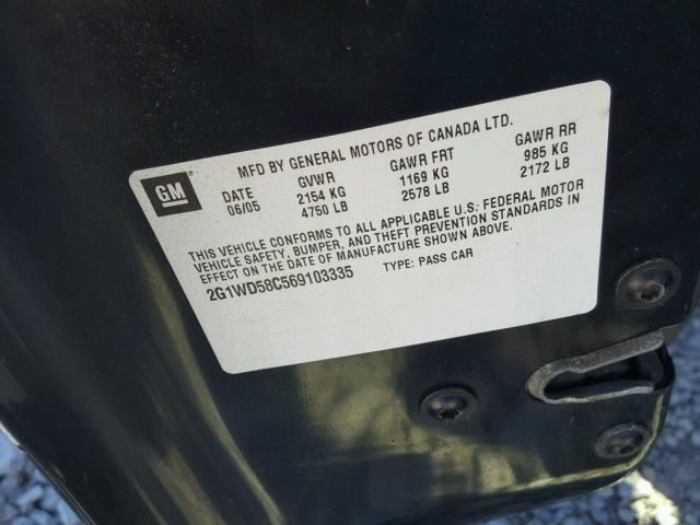 2G1WD58C569103335 - 2006 CHEVROLET IMPALA SUP შავი ფოტო 10