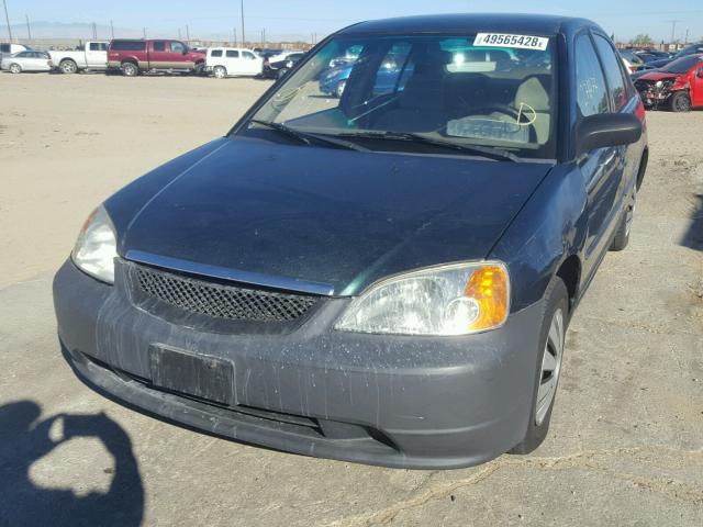 1HGES15241L043340 - 2001 HONDA CIVIC DX GREEN photo 2