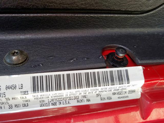 1J4FA39S45P361303 - 2005 JEEP WRANGLER X RED photo 10